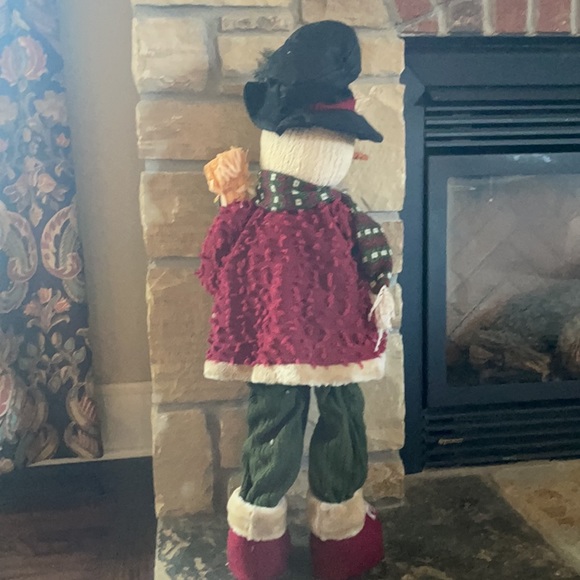 Tall Standing Fabric Snowman with Hat and Broom. New. - Picture 5 of 11